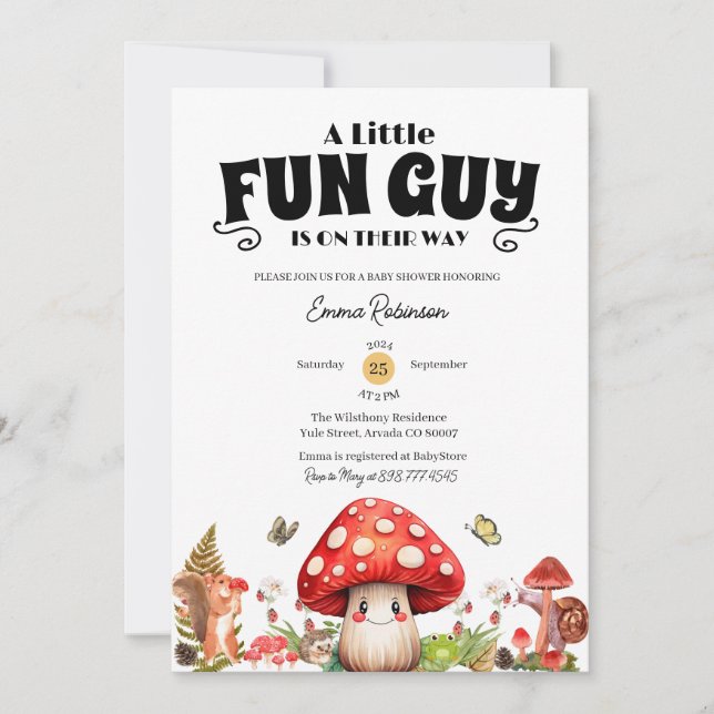 Invitation Cute Little Fun Guy Baby shower d'escargot d'autom (Devant)