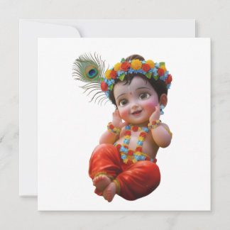 Invitation Cute Little Krishna Traditional Indian Art Poster