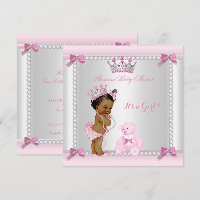 Invitation Cute Little Princess Baby shower Girl Ethnic (Devant / Derrière)