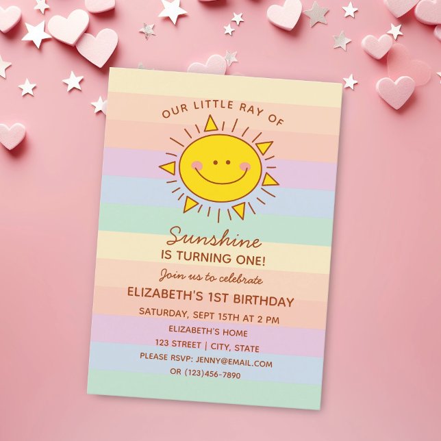 Invitation Cute Little Ray of Sunshine Baby Premier anniversa (Créateur téléchargé)