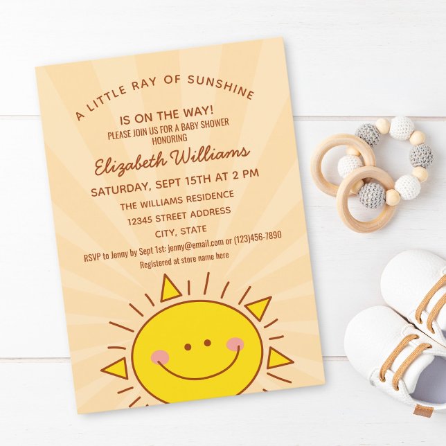 Invitation Cute Little Sunshine Sexe Baby shower neutre (Créateur téléchargé)