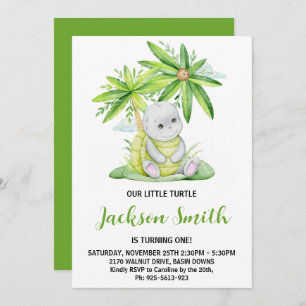 Invitation Cute Little Turtle Aquarelle fête d'anniversaire