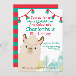 Invitation Cute Llama Fun Anniversaire