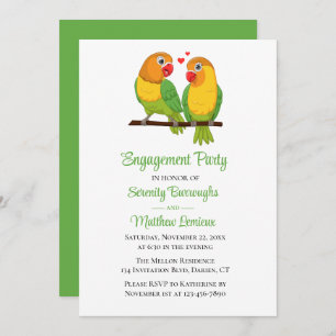 Invitation Cute Lovebirds Mariages Inséparables