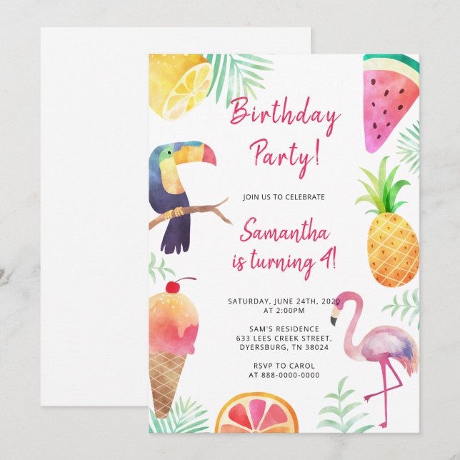 Invitation Cute Magique Unicorn Rainbow Anniversaire (Devant / Derrière)