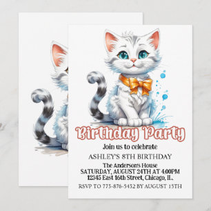 Invitation Cute Majestic Kitty Chat fête d'anniversaire