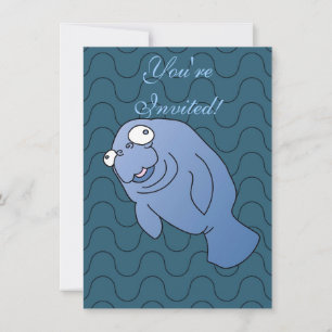 Invitation Cute Manatee Hugger Cartographier animal