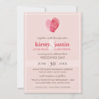 CUTE MARIAGE INVITER moderne empreinte coeur rose