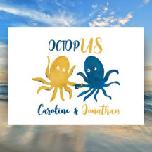 Cute Marine Et Gold Octopus Mariage Océan Côtier