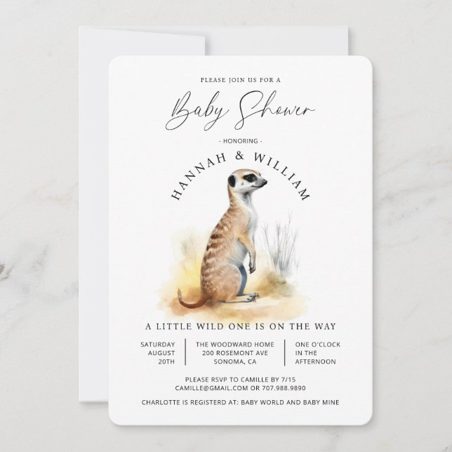 Invitation Cute Meerkat Baby shower Neutre Sexe (Devant)