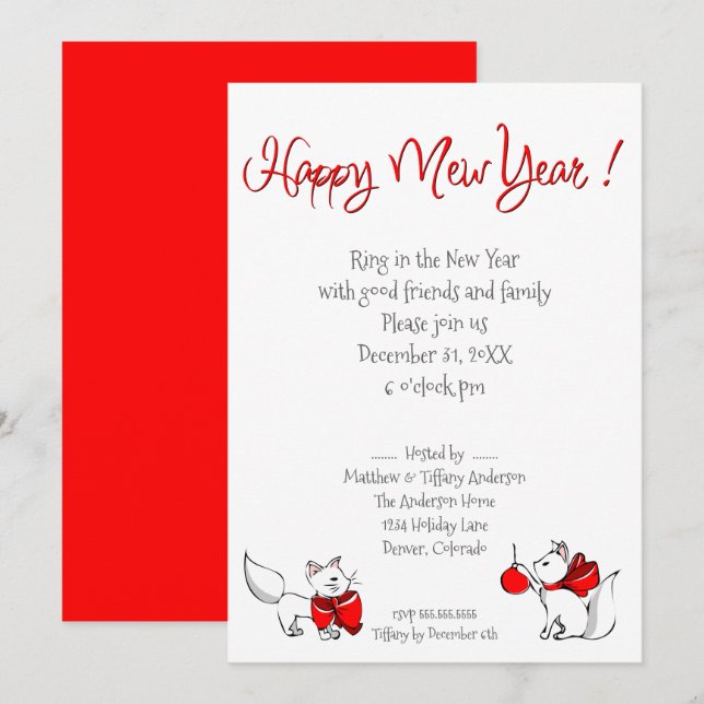 Invitation Cute Meowy Kitties de Noël (Devant / Derrière)