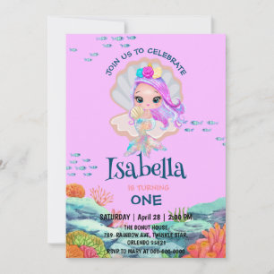 Invitation Cute Mermaid parties scintillant perle arc en ciel
