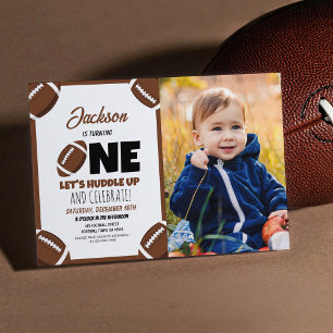 Invitation Cute Modern Football Sports Photo 1er anniversaire