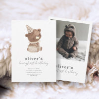 Cute Modern Little Bear Photo 1er anniversaire