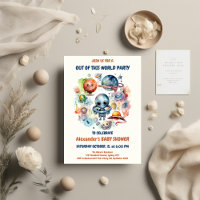 Cute Modern Space Astronaut Alien Baby shower