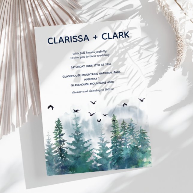 Invitation Cute Moderne Aquarelle Forrest Paysage Mariage I (Créateur téléchargé)