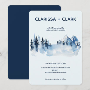 Invitation Cute moderne Aquarelle Mariage paysage de montagne