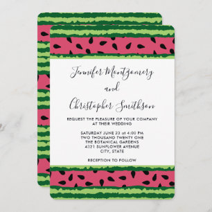Invitation Cute Motif de pastèque rose et Mariage vert