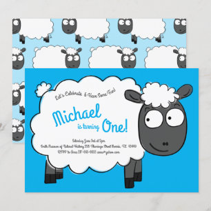 Invitation Cute Mouton Enfants 1er anniversaire ferme fête