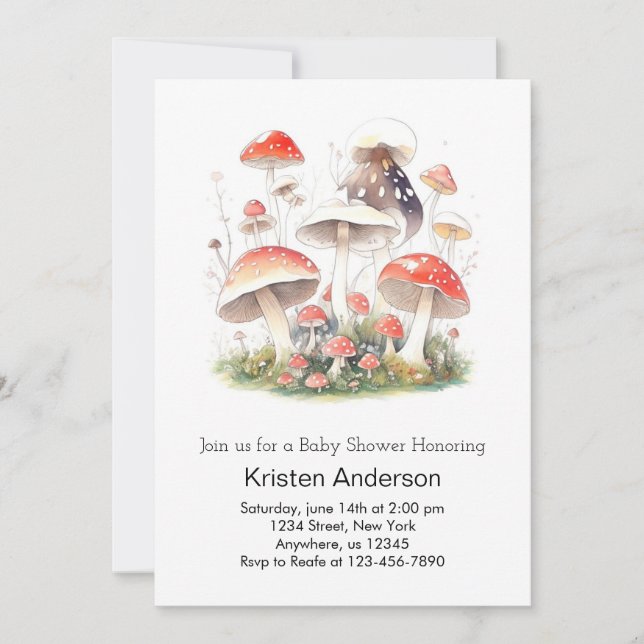 Invitation Cute Mushroom Adventure Girl Baby shower (Devant)