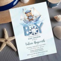 Cute Nautical Blue Boat Teddy Bear Boat Baby showe