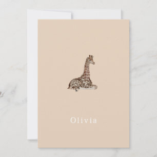 Invitation Cute Neutral Birth Announcement Giraffe Card