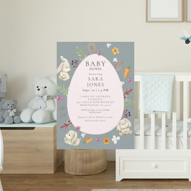Invitation Cute Neutre Aquarelle Baby shower lapin (Créateur téléchargé)