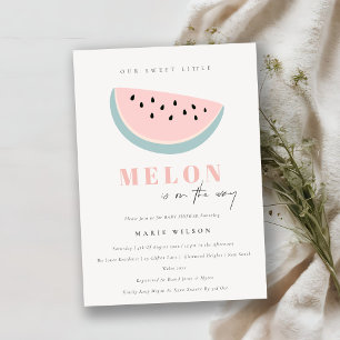 Invitation Cute Notre Petit Melon Pastel Baby shower rose