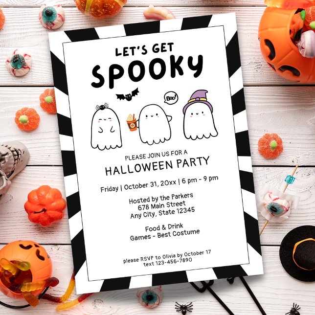 Invitation Cute Obtenons Éffrayant Fête d'Halloween Fantôme (Créateur téléchargé)