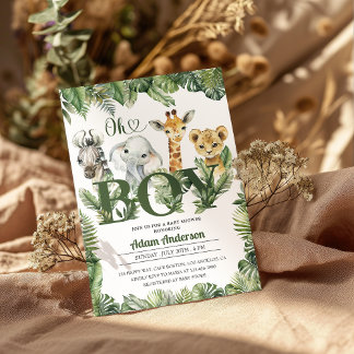 Invitation Cute Oh Boy Jungle Baby shower Safari