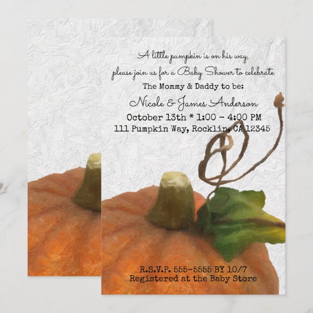 Invitation Cute Orange Storybook Princess Baby shower (Devant / Derrière)