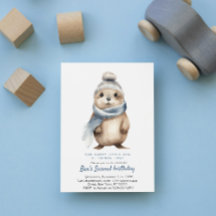 Cute Otter Bleu hiver Personnalisé Anniversaire fê