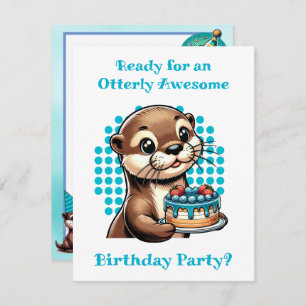 Invitation Cute Otter Fête d'anniversaire du garçon à thème