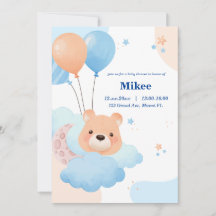 Cute Ours dans le Baby shower des nuages