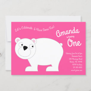 Invitation Cute Ours Polaire Enfants 1er Anniversaire Fête Ro