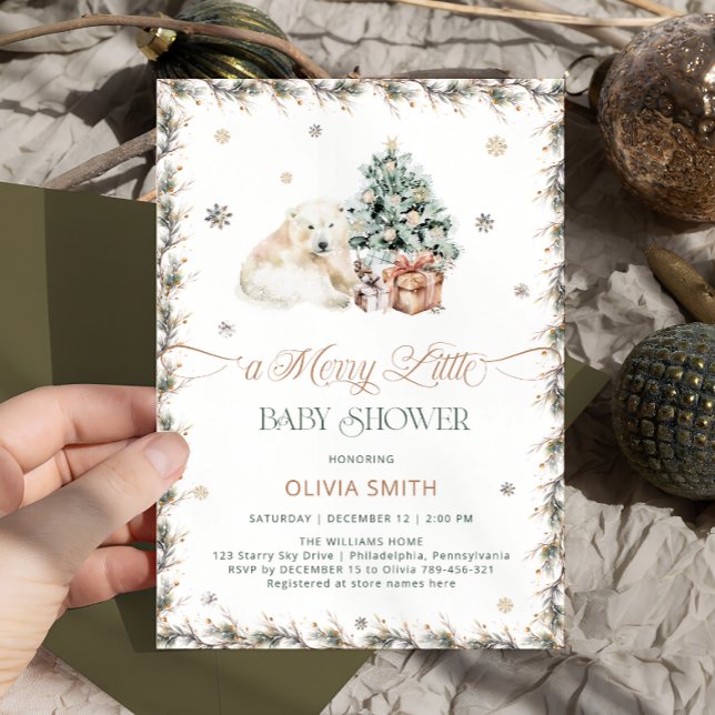 Invitation Cute Ours Polaire Un joyeux Petit Baby shower (Créateur téléchargé)