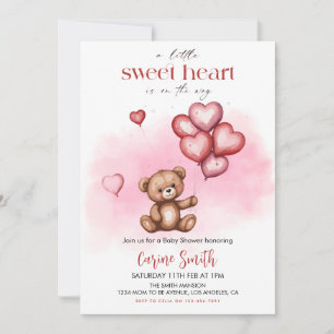 Invitation Cute Ourson de la Saint-Valentin pour Baby Shower
