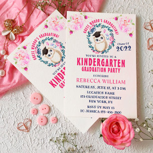 Invitation Cute Owl Funny Kindergarten Graduation