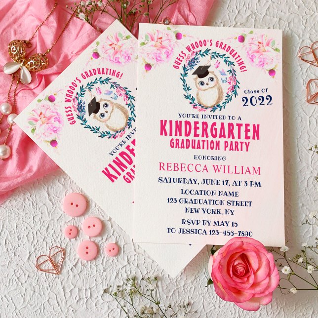 Invitation Cute Owl Funny Kindergarten Graduation (Créateur téléchargé)