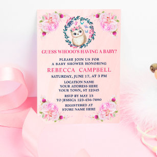 Invitation Cute Owl Funny Wild Baby shower