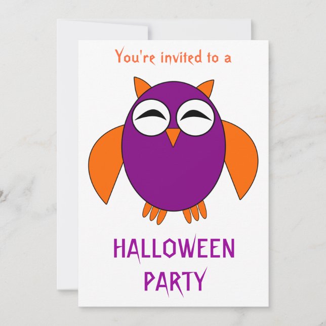 Invitation Cute Owl Halloween Party Personnalisable (Devant)