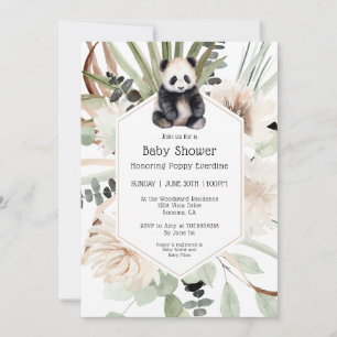 Invitation Cute Panda Baby shower vert genre neutre