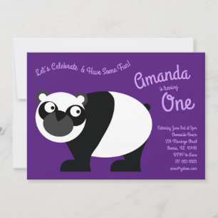 Invitation Cute Panda Bear Enfants 1er Anniversaire Fête Invi