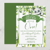 Cute Panda Bear Vert Bambou Premier anniversaire f