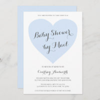 Cute Pastel Blue Heart Boy Baby shower Par Mail