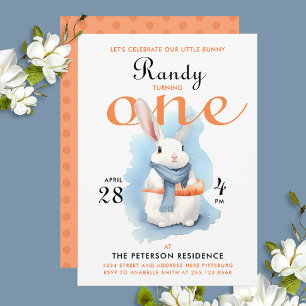 Invitation Cute Pastel Bunny Blanc Est Une Aquarelle De Print
