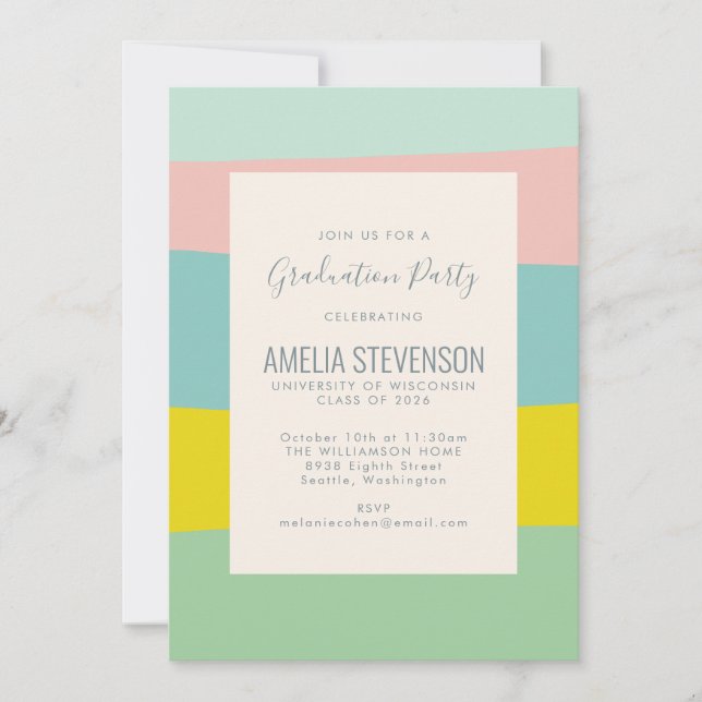 Invitation Cute Pastel Géométrique Spring Graduation Party (Devant)