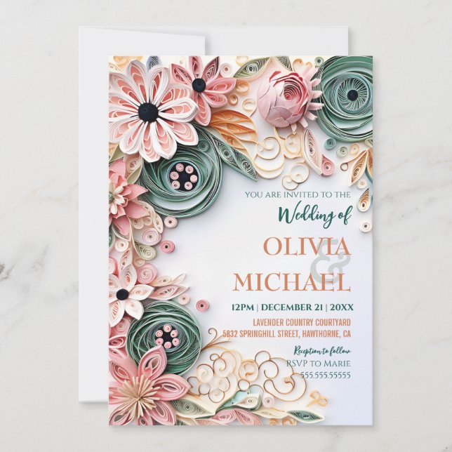 Invitation Cute Pastel Mariage Cadre papier Quitter (Devant)