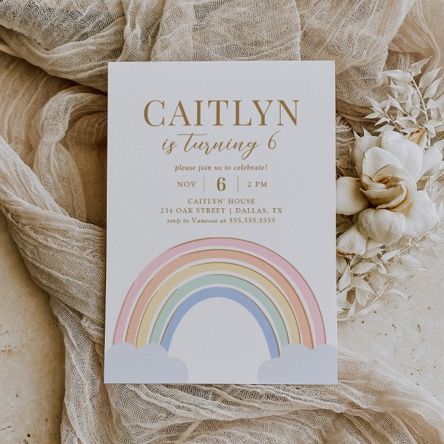 Invitation Cute Pastel Rainbow Girl Anniversaire (Créateur téléchargé)