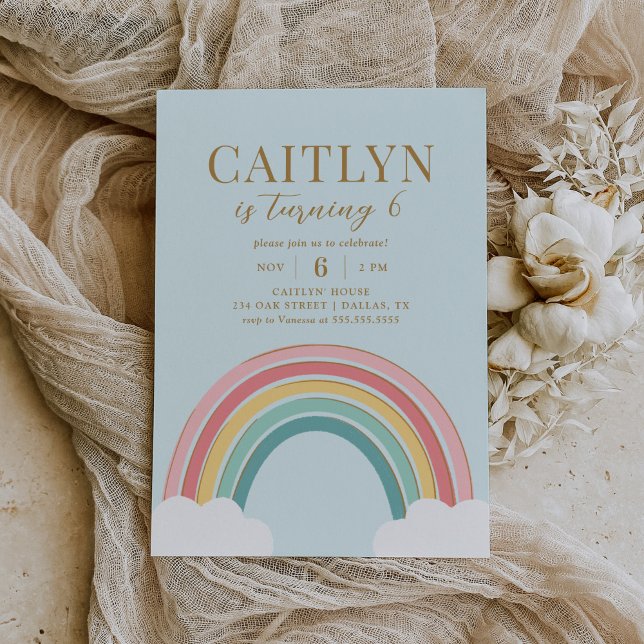 Invitation Cute Pastel Rainbow Girl Anniversaire (Créateur téléchargé)